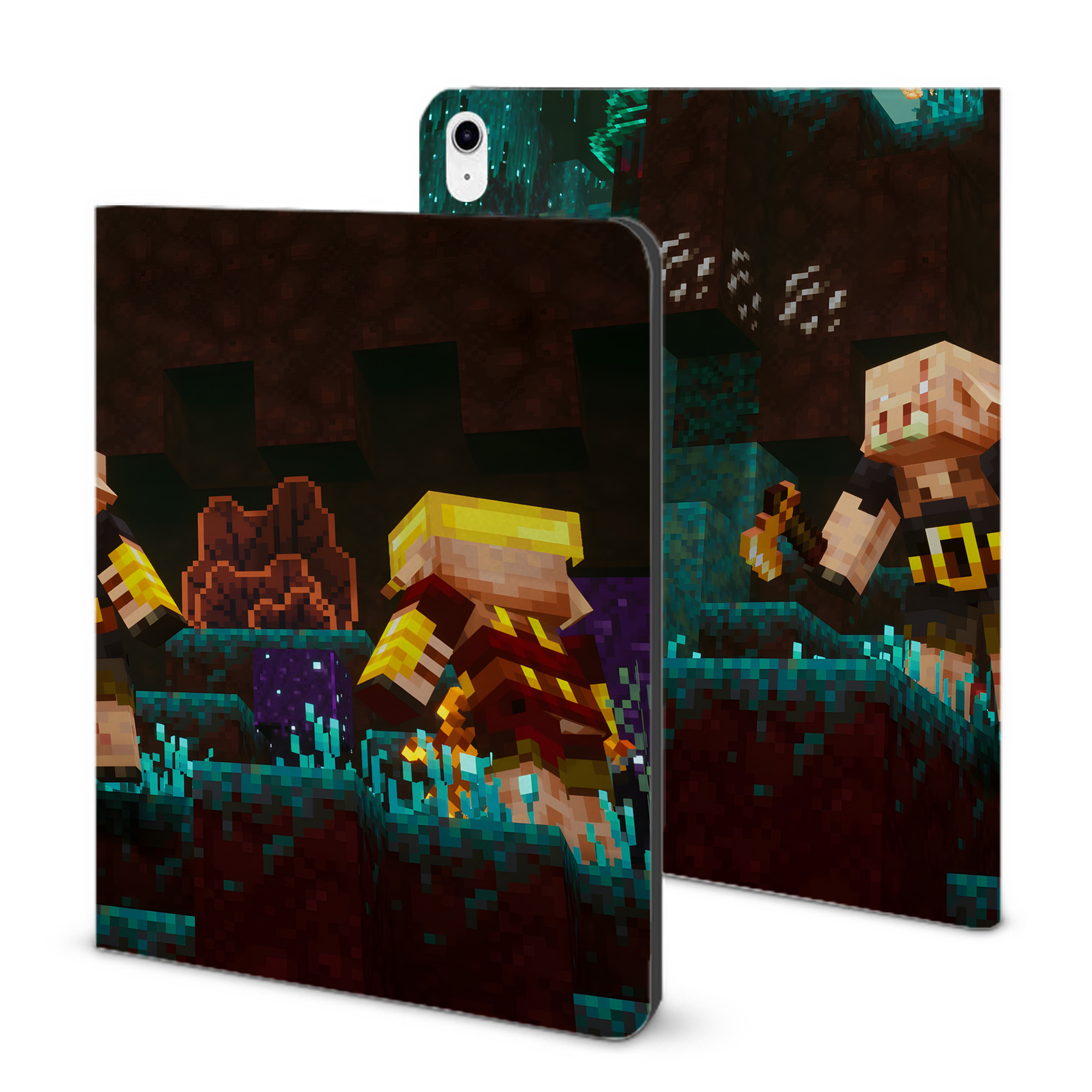 （画像用） マインクラフト ブロックの世界 Minecraft MC Block world IPad ケース ブック型 PUレザー TPU 耐衝撃 軽量 薄型 ペン収納なし 全面保護 IPad 各モデル対応